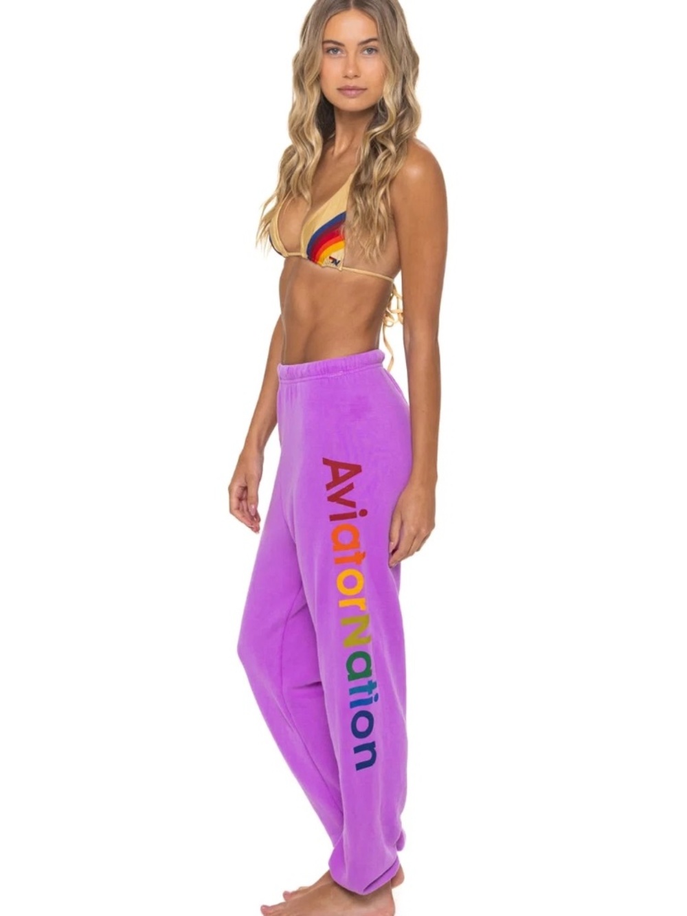 Aviator Nation Venice Sweatpants Joggers in Neon Purple
